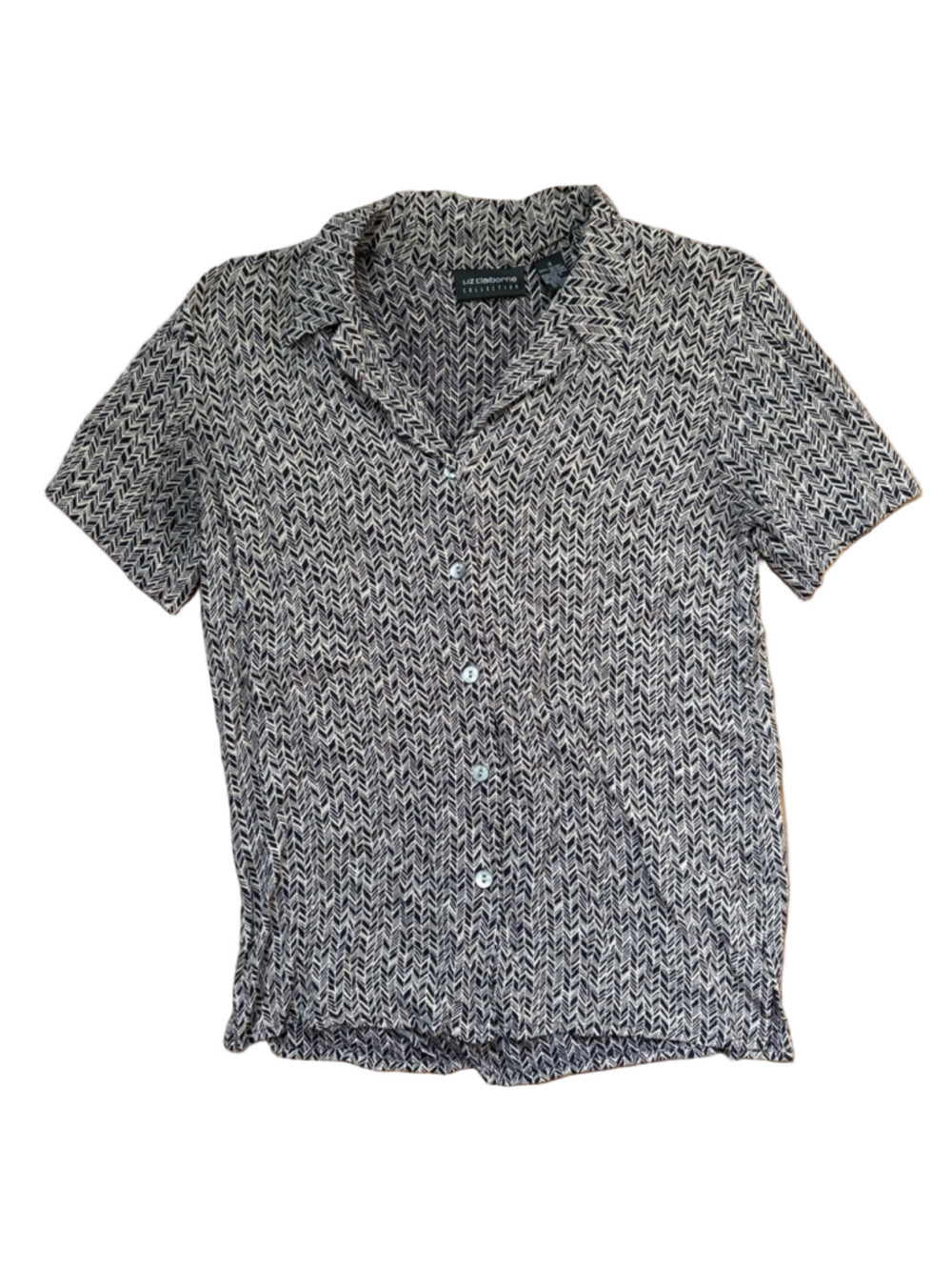 Liz Claiborne Black and White Patterned Shirt